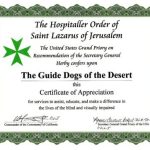 California Commandery donates to the Guide Dogs of the Desert